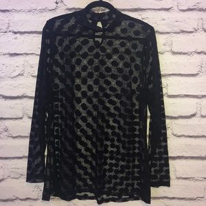 Polka dot show through long sleeve